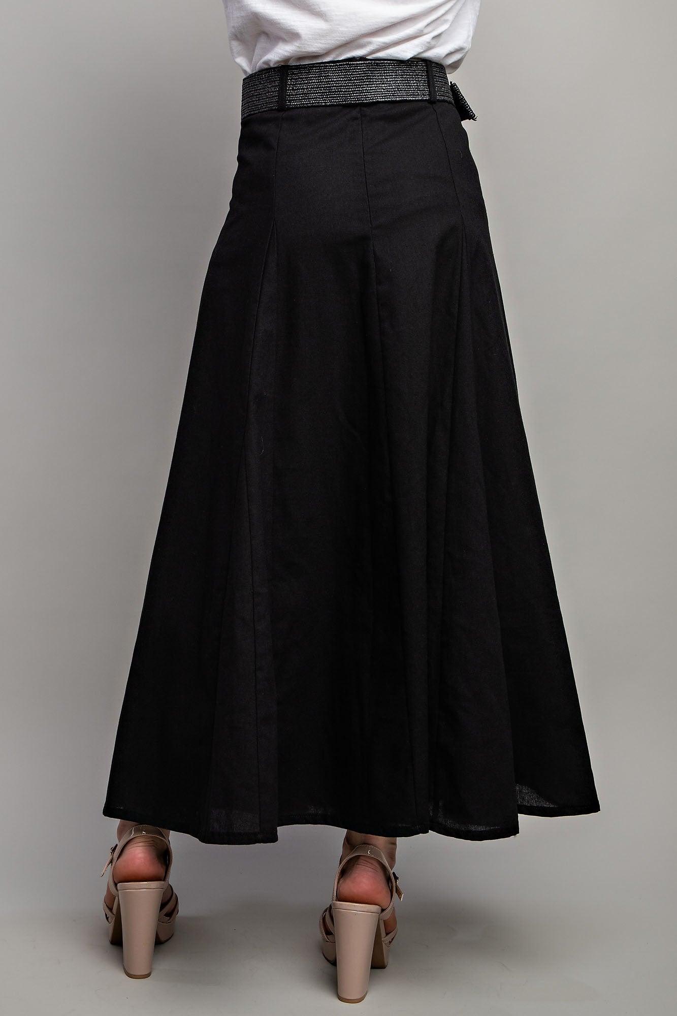 Maxi Flare Skirt With Trim Belt Product Image