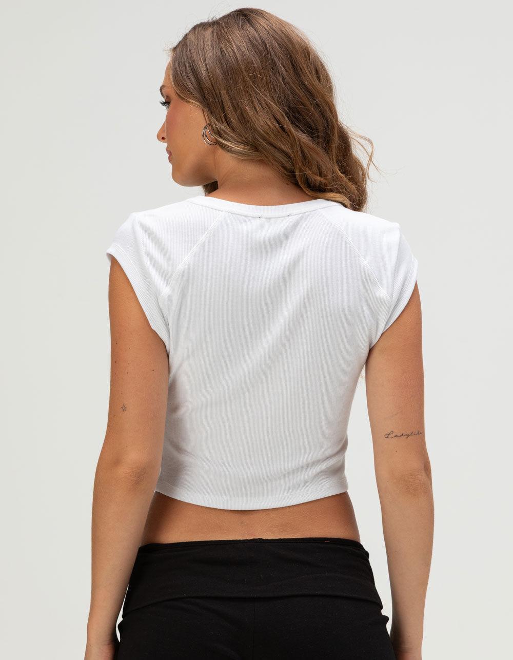 TRUE RELIGION Crystal Buddha Womens Notch Baby Tee - WHITE Product Image