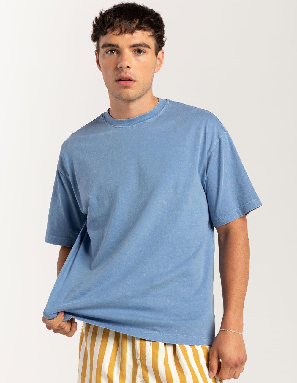 RSQ Mens Acid Wash Oversized Tee - BLUE Product Image