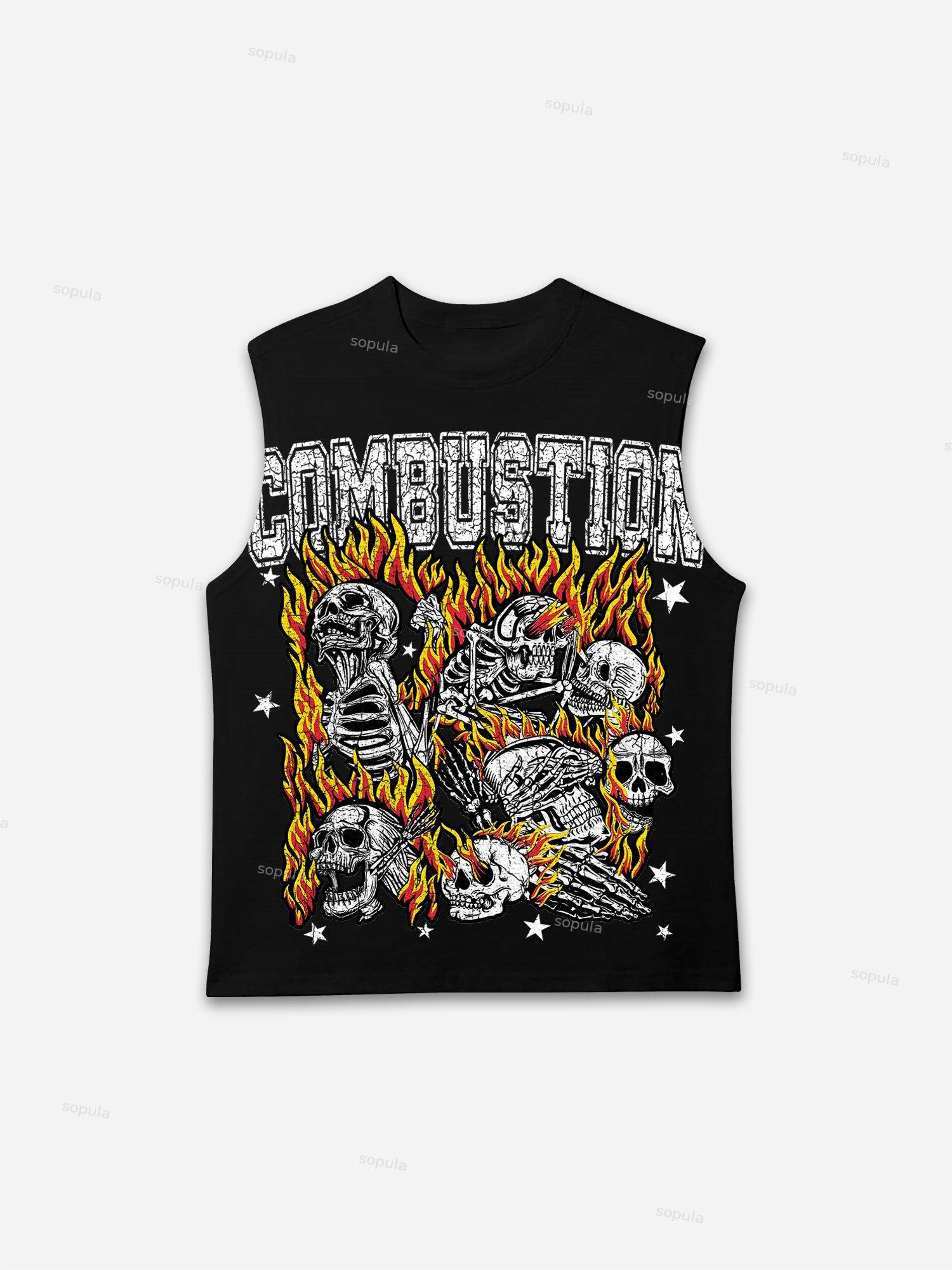Combustion Skull Graphic Print Tank Top Product Image