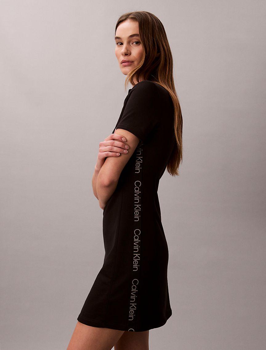 French Terry Logo Tape Quarter Zip Dress Product Image