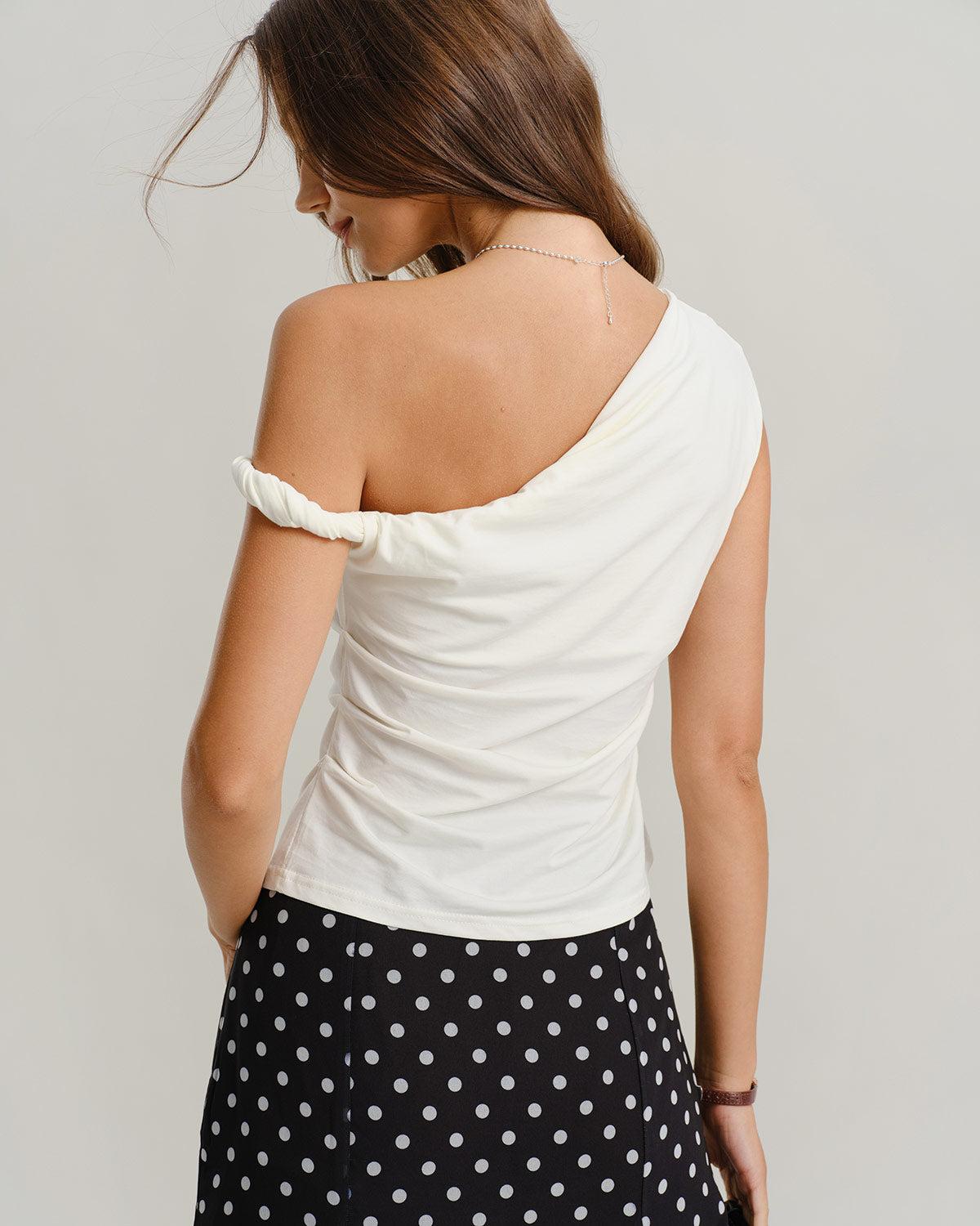 White One-Shoulder Cami Top Product Image