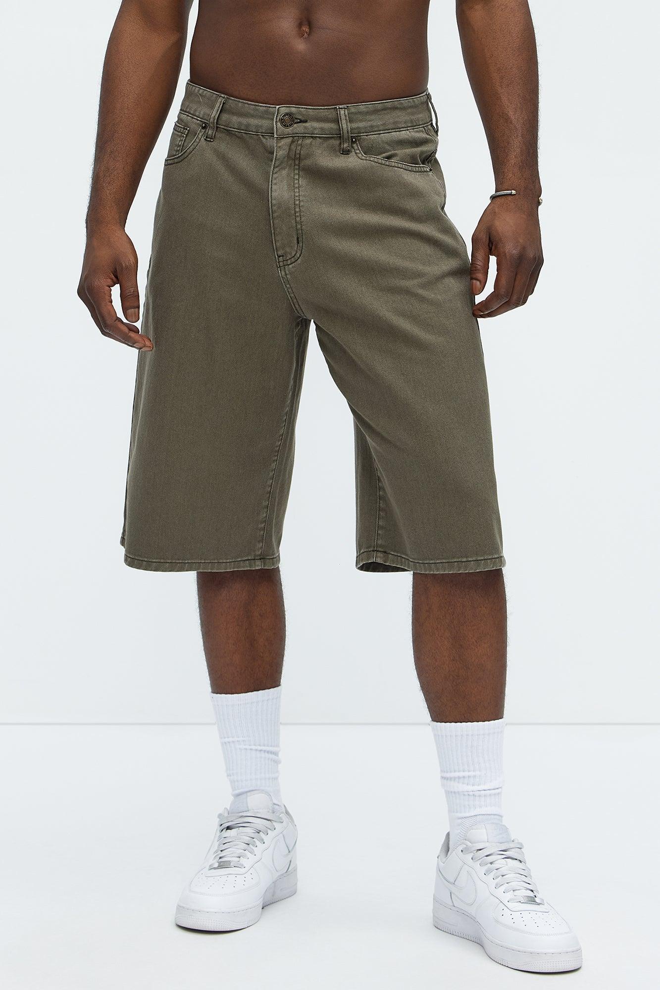 Lucas Baggy Denim Shorts - Olive Product Image