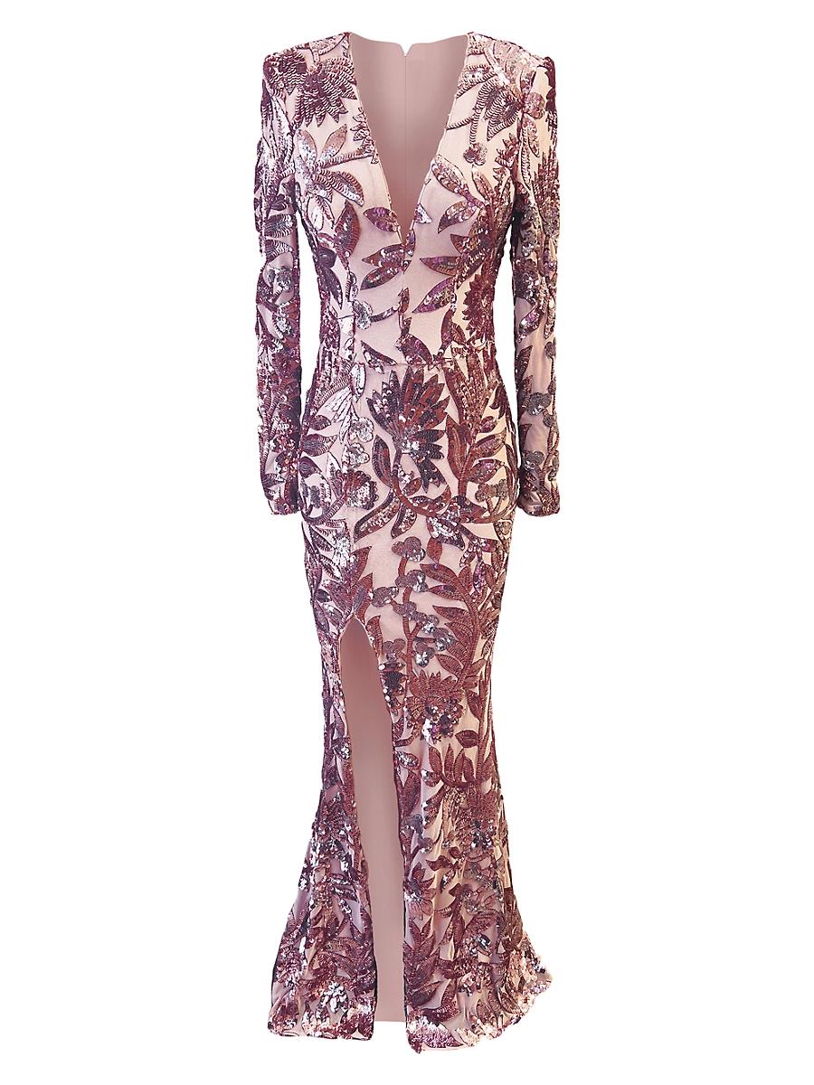 Womens Alessandra Sequin Floral Mermaid Gown Product Image
