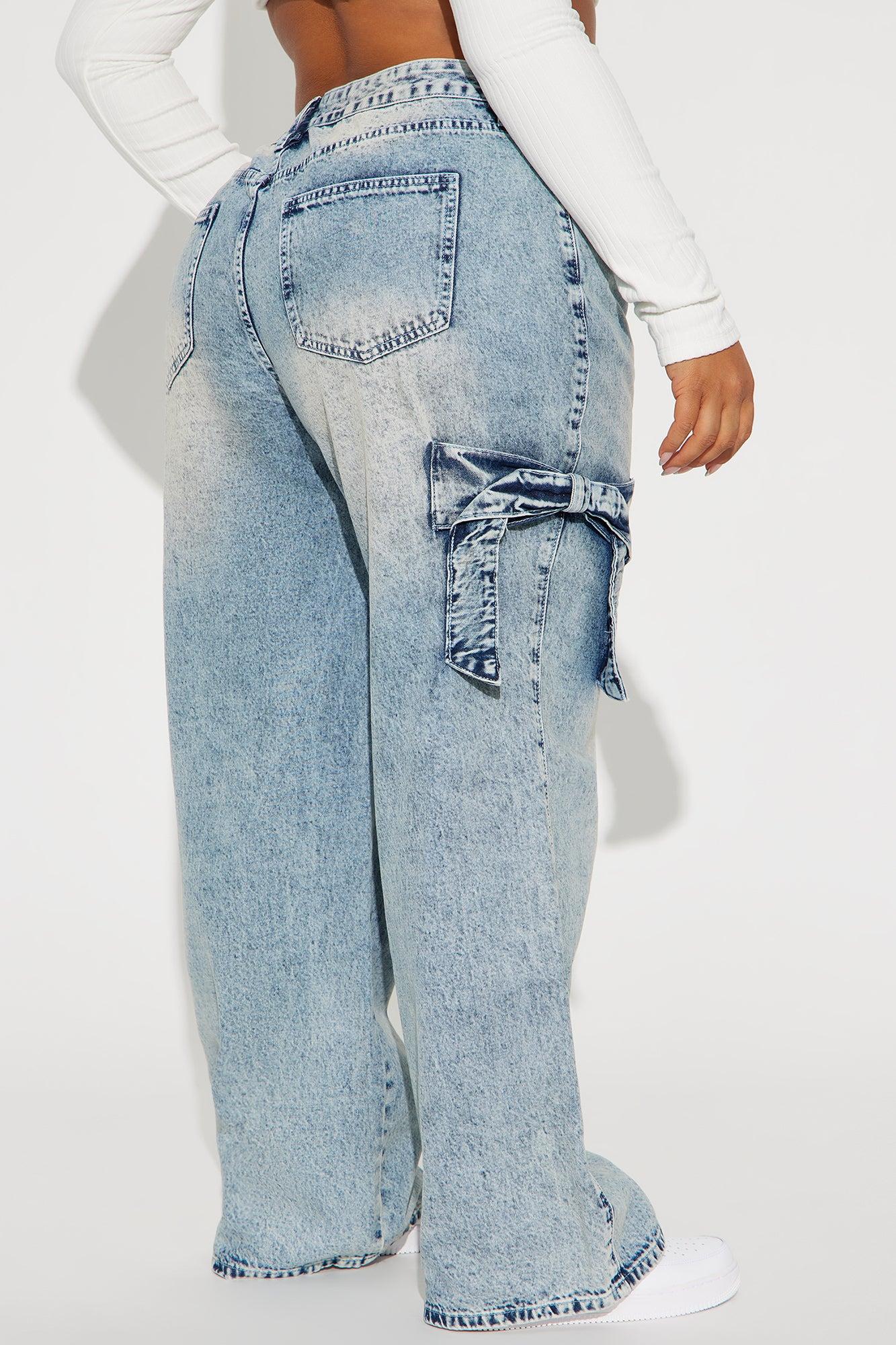 Put A Bow On It Non Stretch Straight Leg Jeans - Medium Wash Product Image