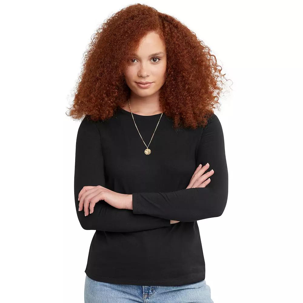 Women's Hanes® Originals Long Sleeve Crewneck Tee,  Product Image
