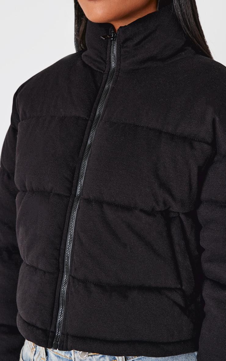  Black Knit Jersey Cropped Padded Jacket Product Image