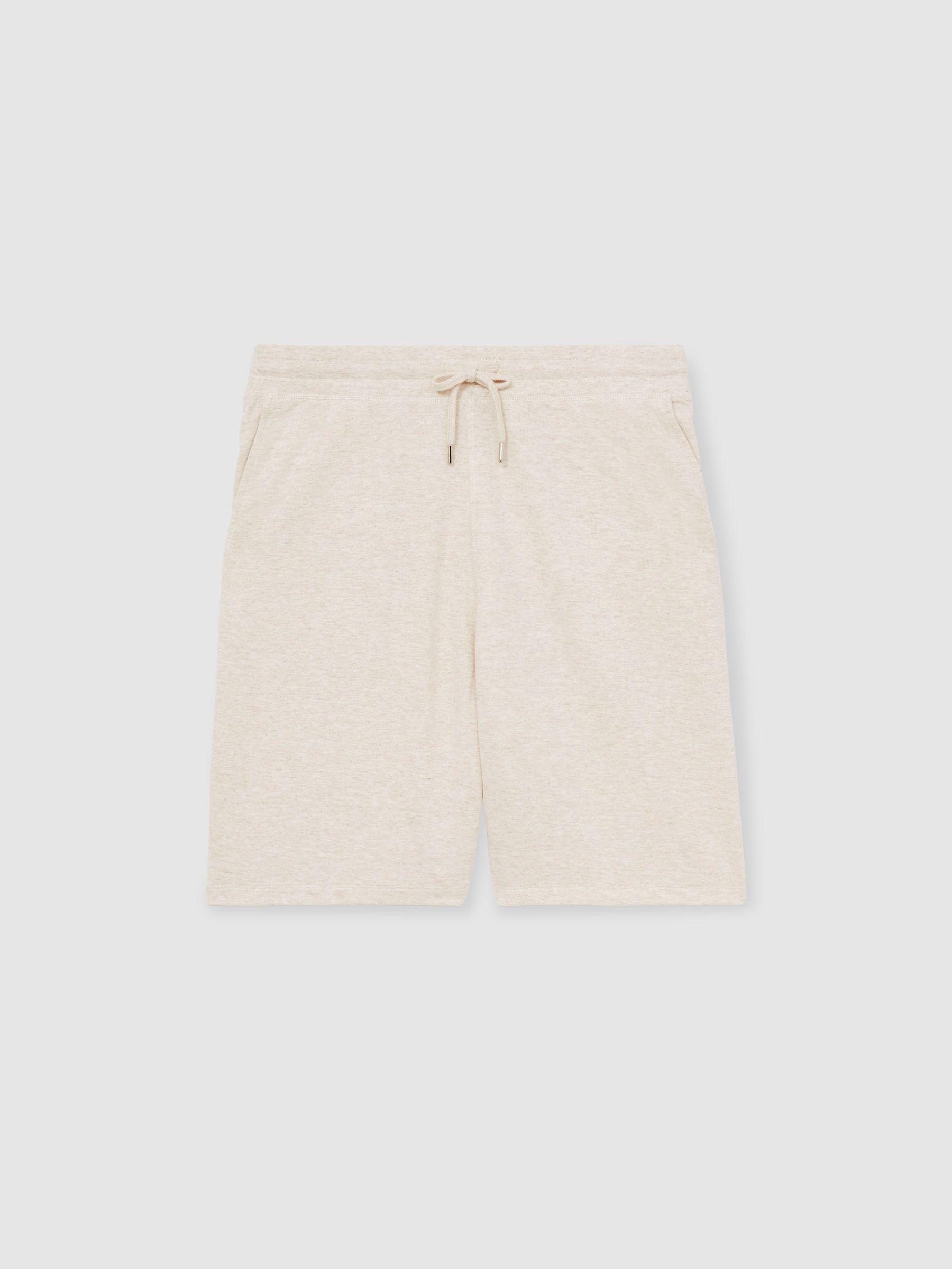 Drawstring Fleece Lined Shorts in Oatmeal Melange Product Image