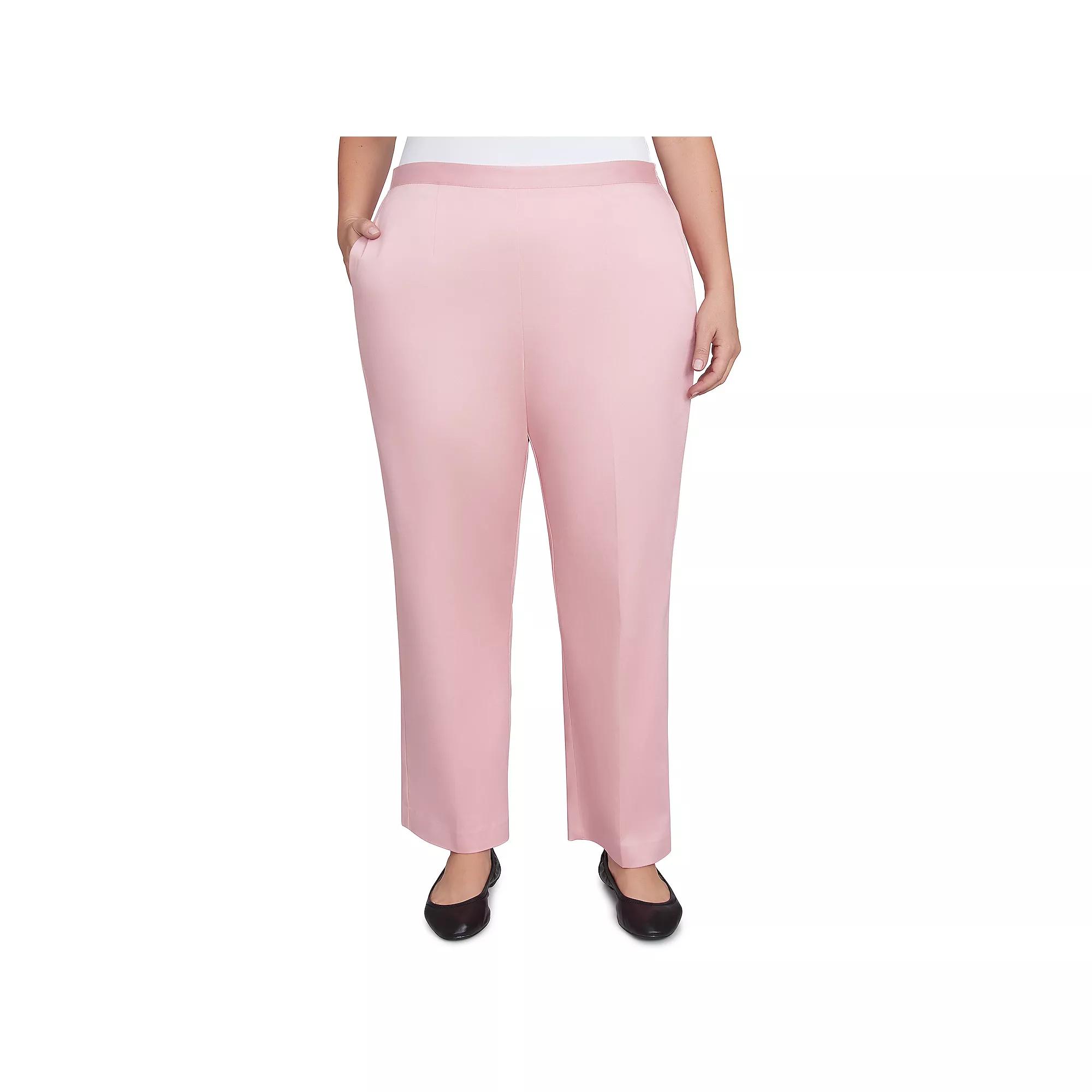 Plus Size Alfred Dunner Sateen Woven Medium Length Pants, Women's, Size: 20 W, Pink Product Image