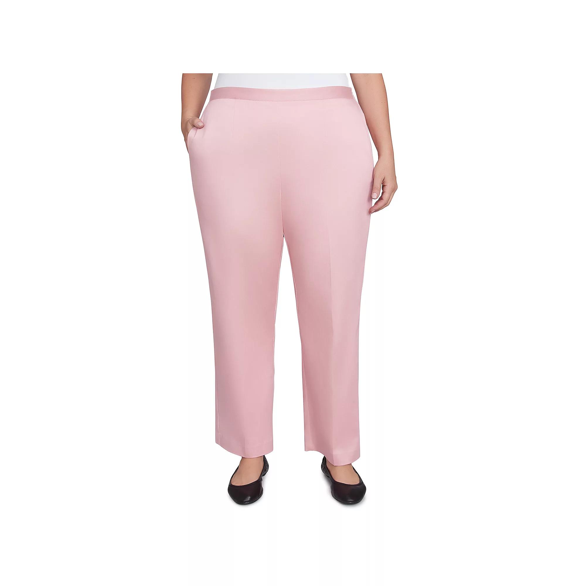 Plus Size Alfred Dunner Sateen Woven Medium Length Pants, Women's, Size: 20 W, Pink Product Image