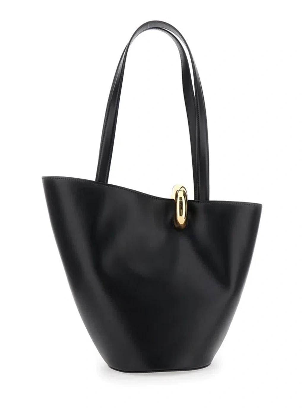 JACQUEMUS The Medium Bambola Asymmetric Leather Bucket Bag In Black 990 Product Image