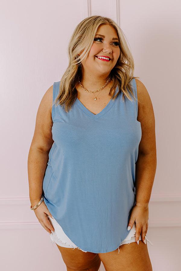 Friends For Life Shift Tank In Sky Blue Curves Product Image