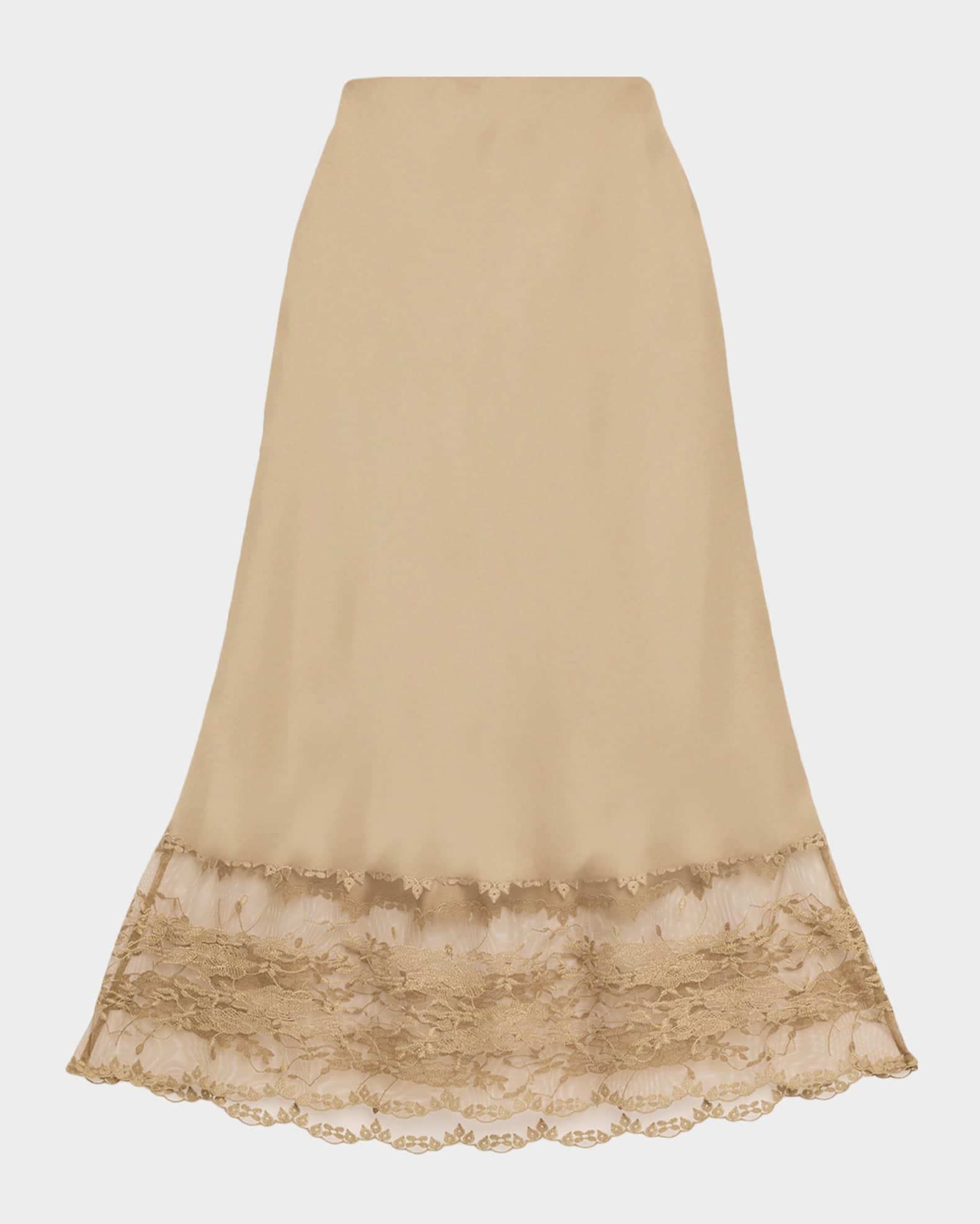 Blake Satin Lace Slip Skirt Product Image