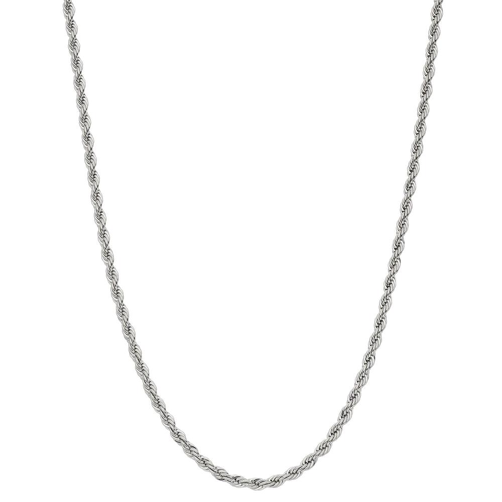 Silver Tone Long Rope Chain Necklace, Women's Product Image