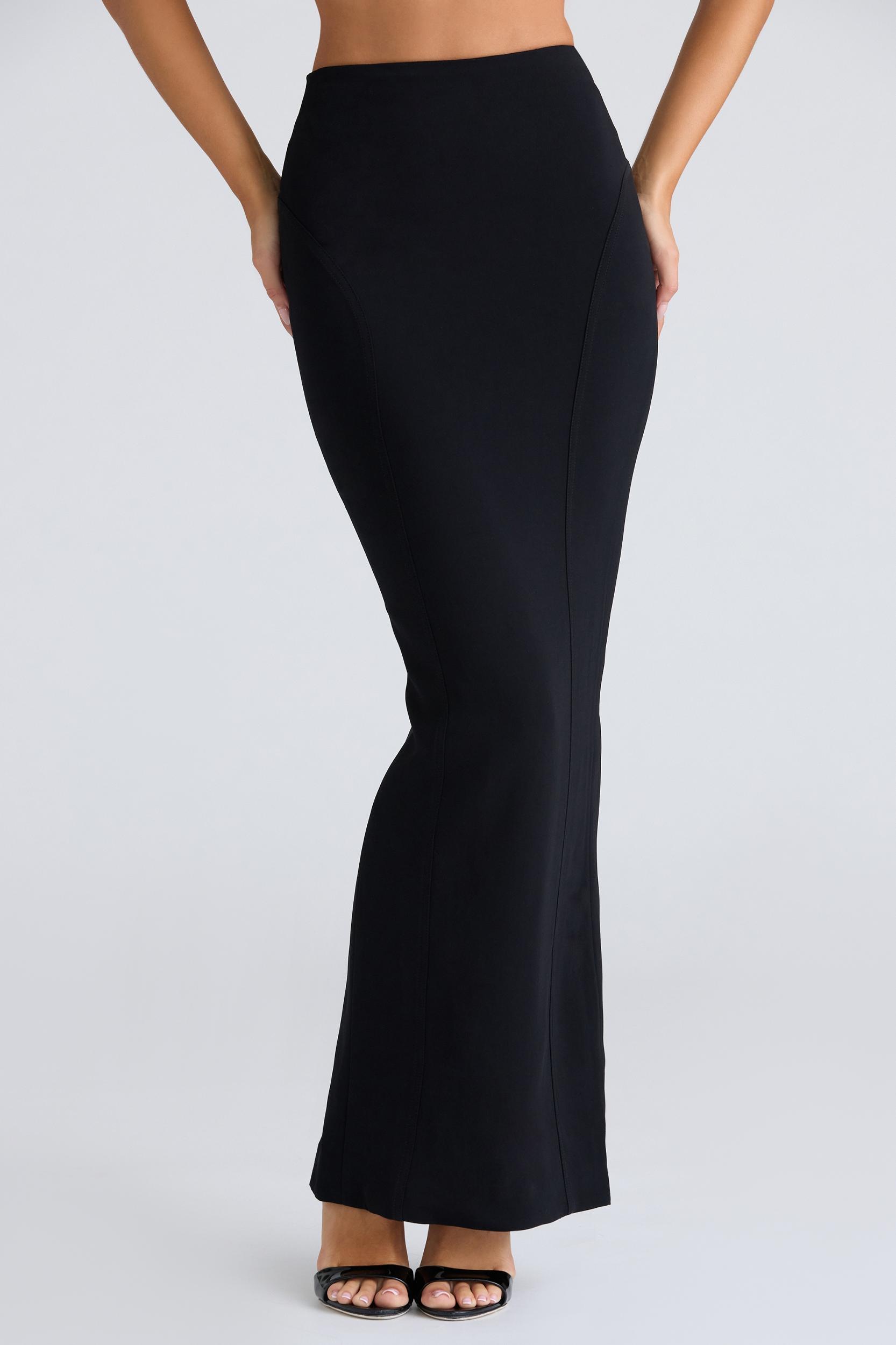 The Maxi  black panelled bodycon skirt Product Image