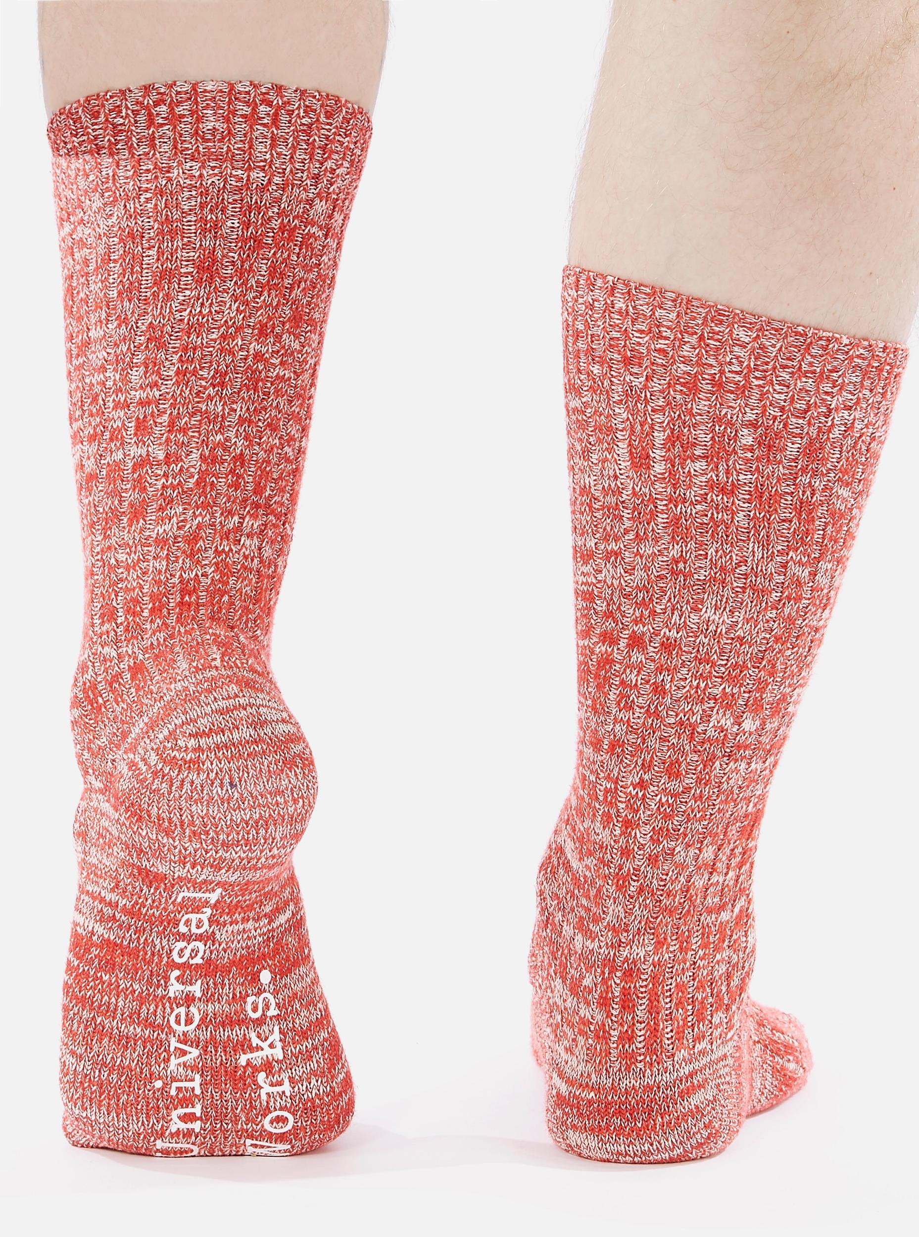 Red Slub Knit Slub Sock Product Image