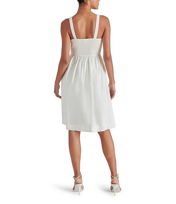 Steve Madden Fleur Poplin Sweetheart Neck Sleeveless Smocked Dress Product Image