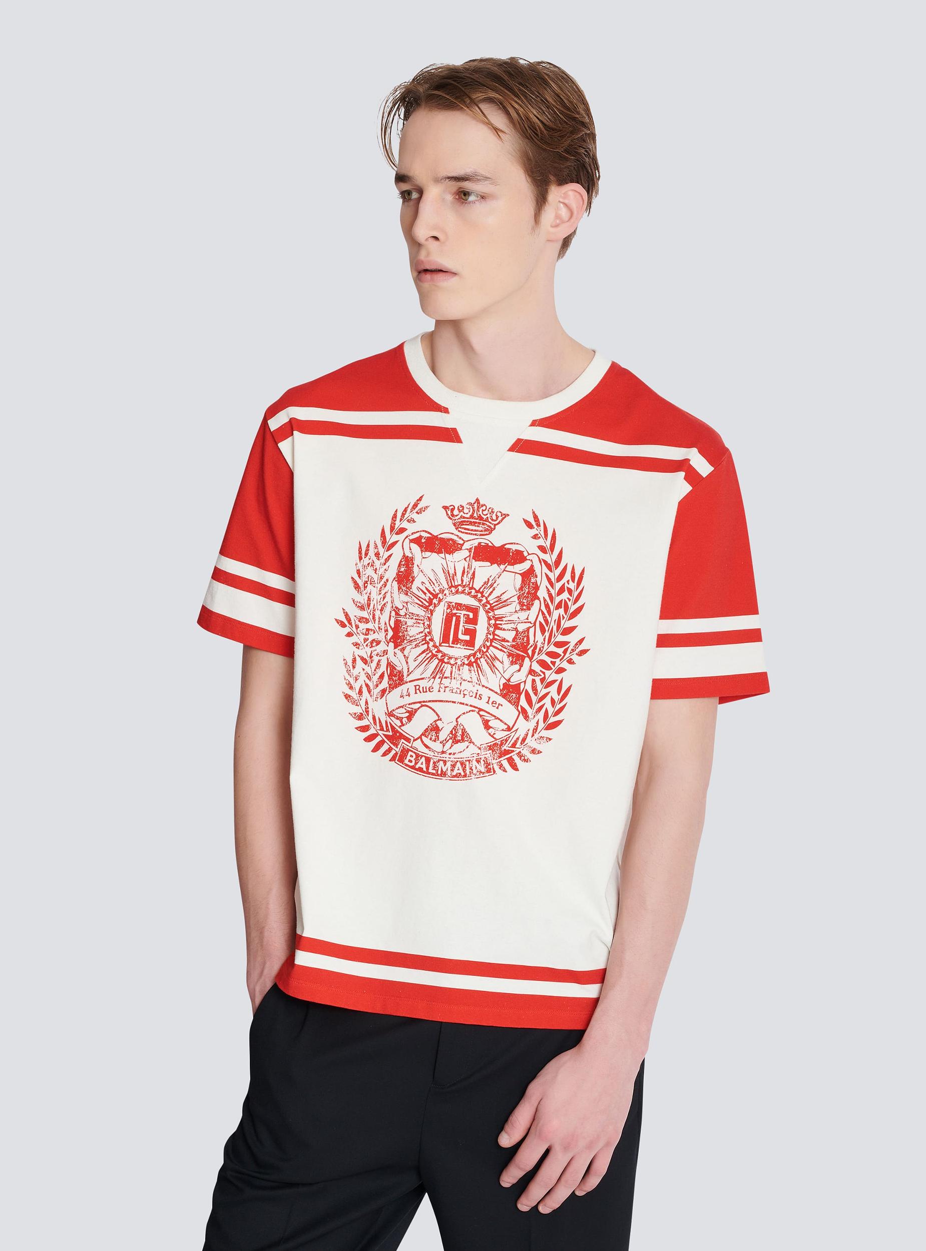 Varsity T-shirt with Balmain Écusson print Product Image