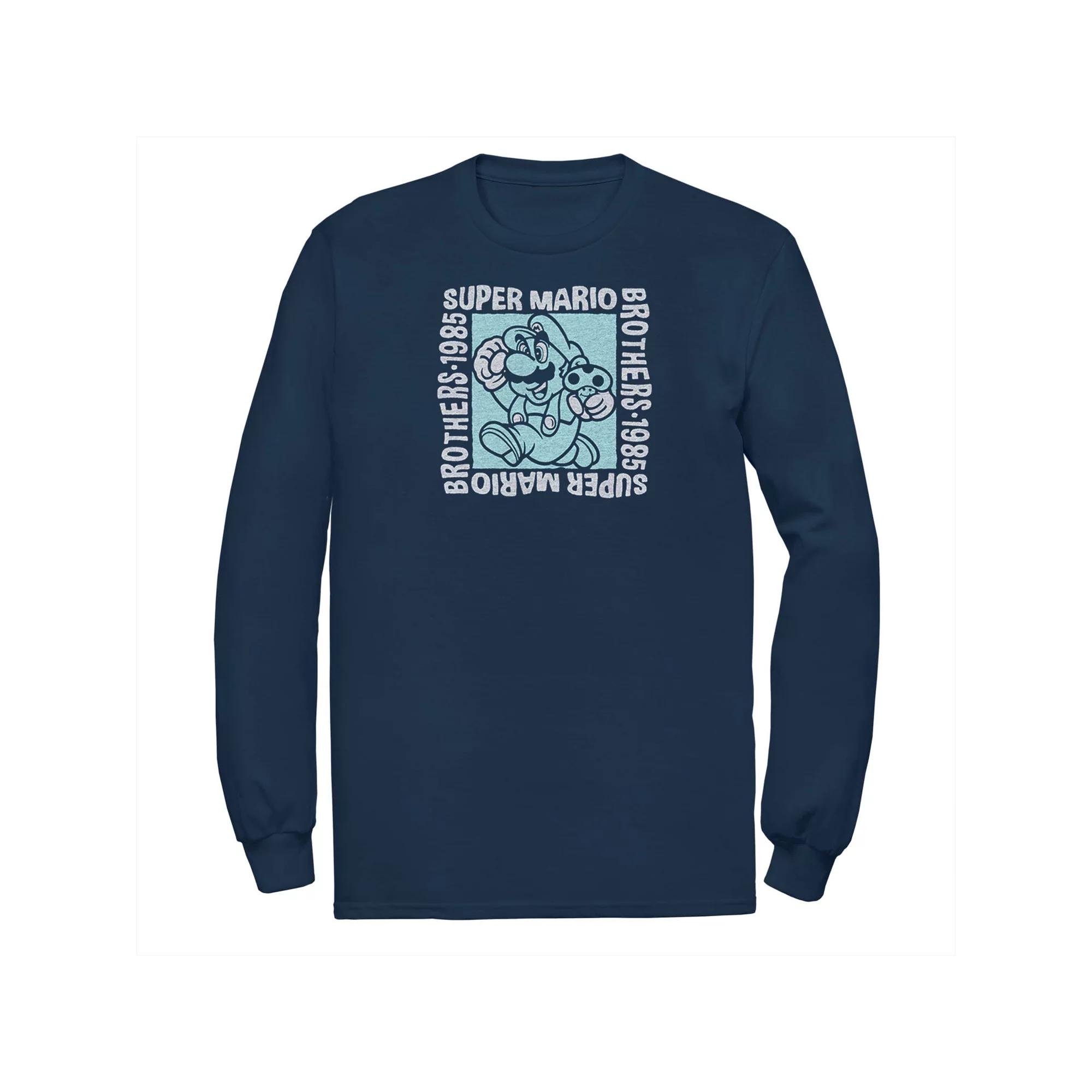 Men's Nintendo Brothers Box Long Sleeve Tee, Size: 5XL, Blue Product Image