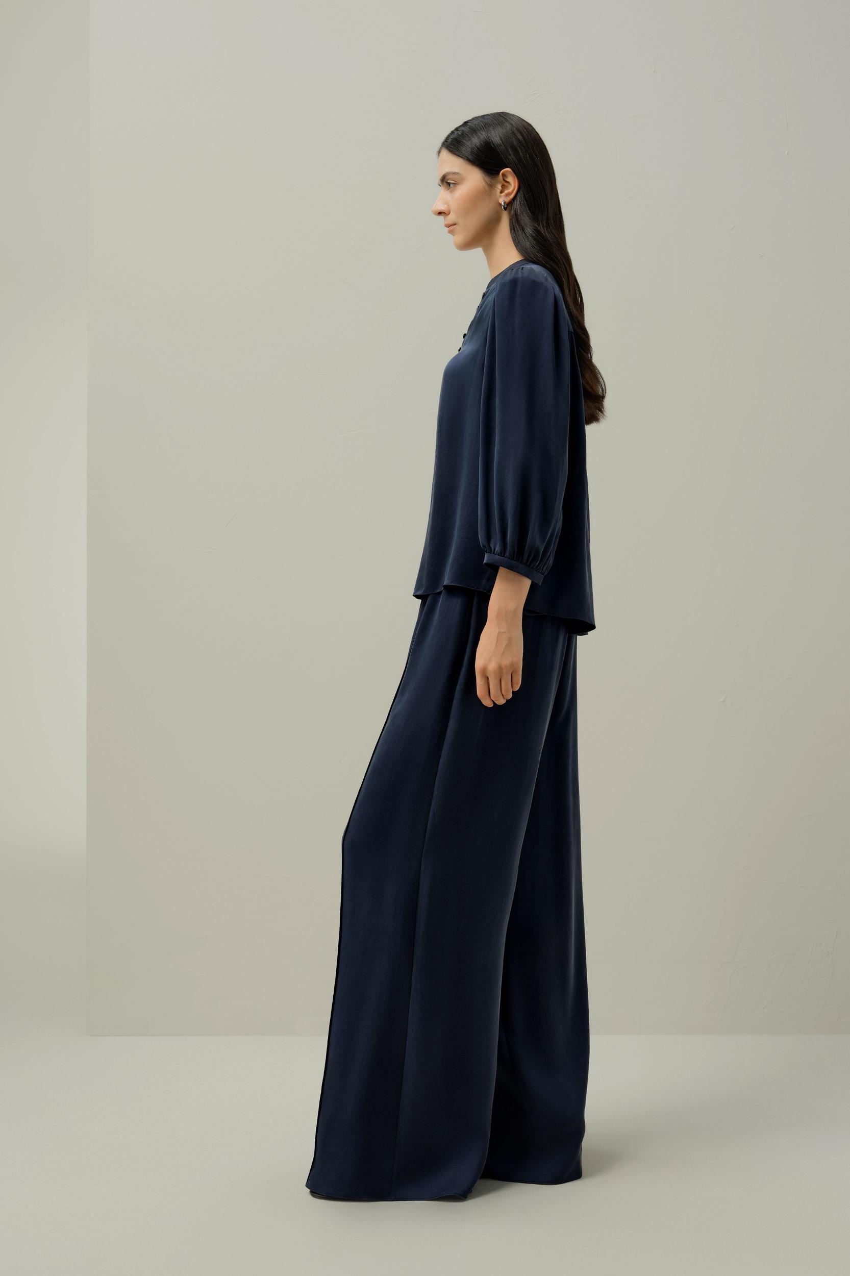 LILYSILK x Melissa Murrell Silk Suede Wide-Leg Pants Product Image