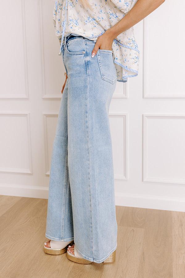 JUST USA Carley High Waist Wide Leg Jean in Light Wash Product Image