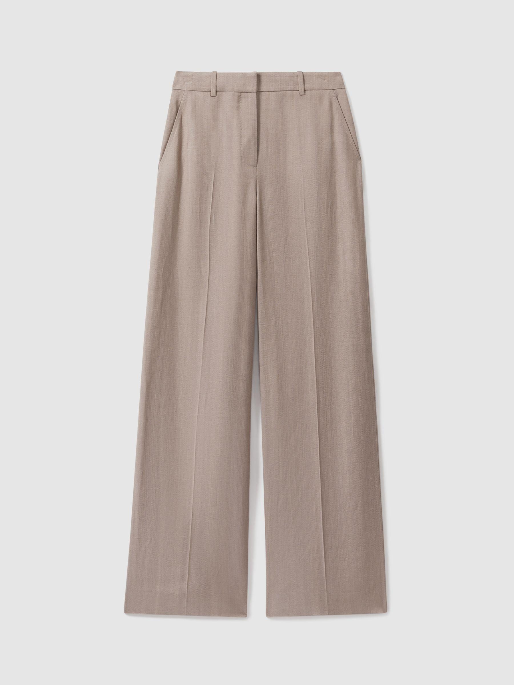 Atelier Tailored Wide Leg Suit Trousers With Linen in Pink Product Image