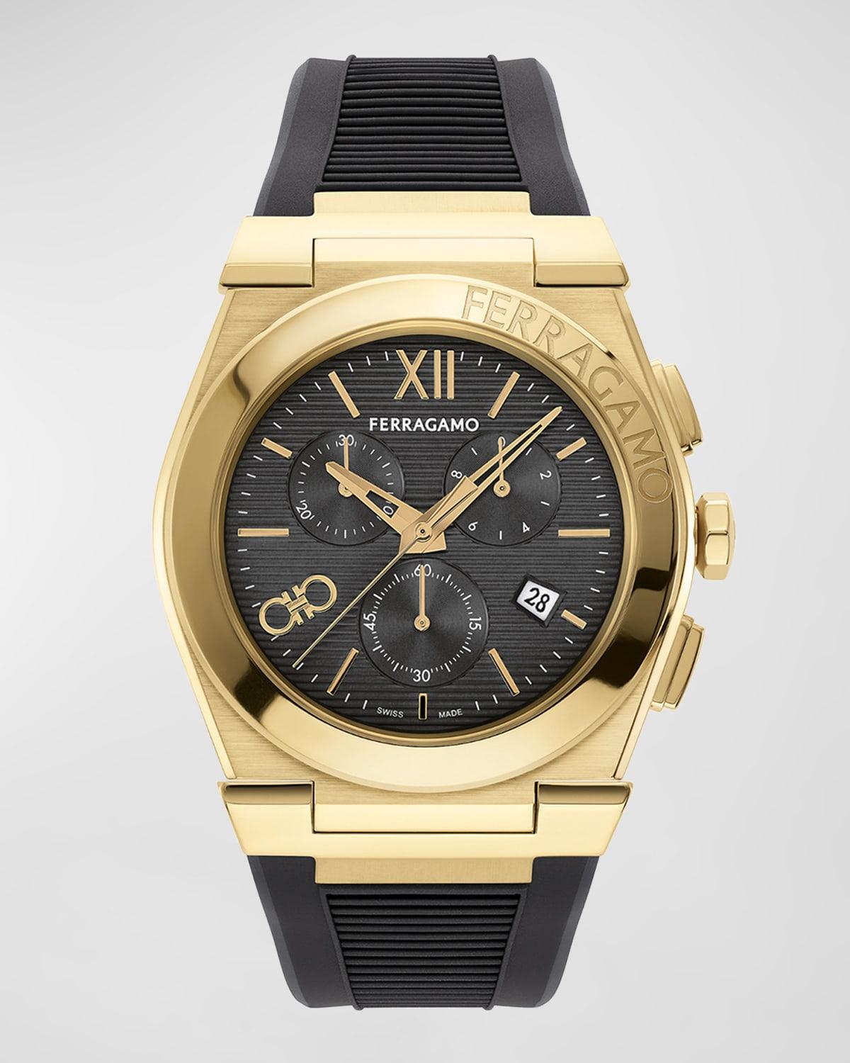 Mens Vega Chrono iP Yellow Gold-Plated Stainless Steel & Woven Strap Watch/42MM Product Image