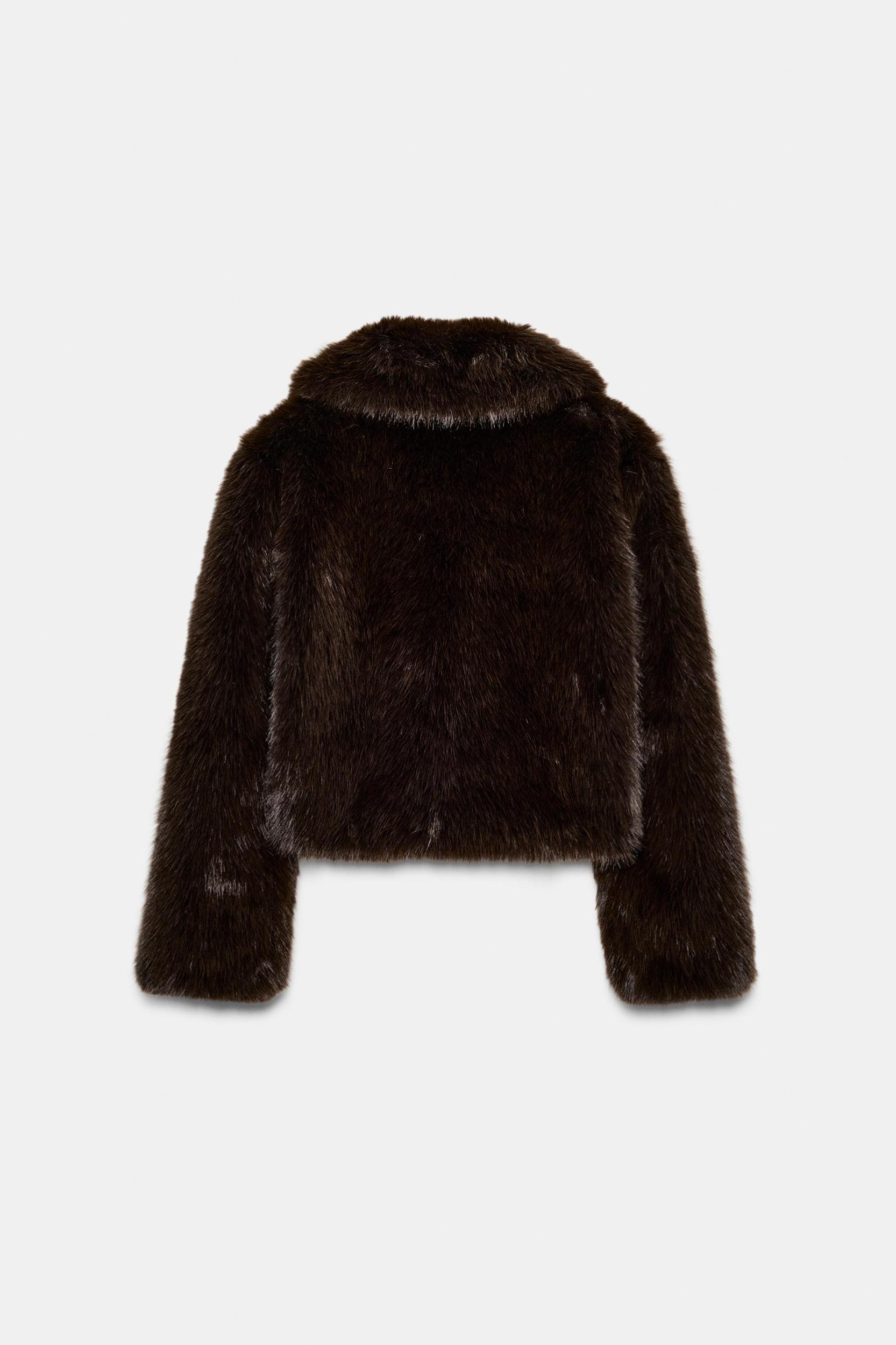 FAUX FUR LAPEL COLLAR JACKET Product Image