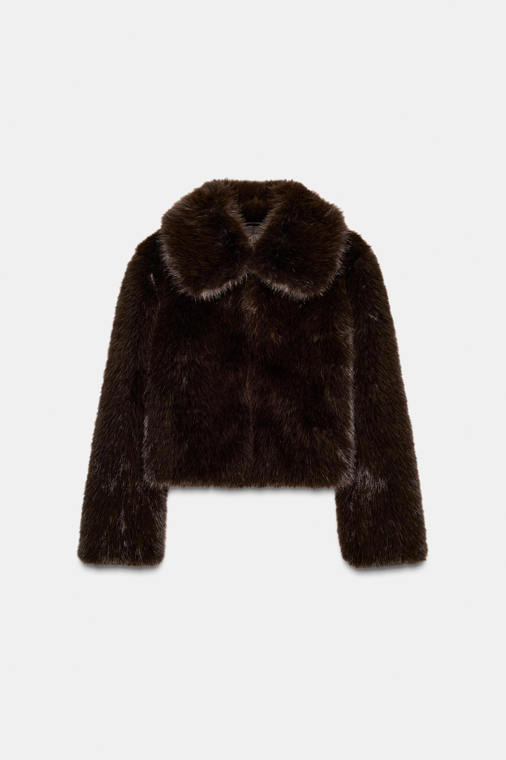 FAUX FUR LAPEL COLLAR JACKET Product Image