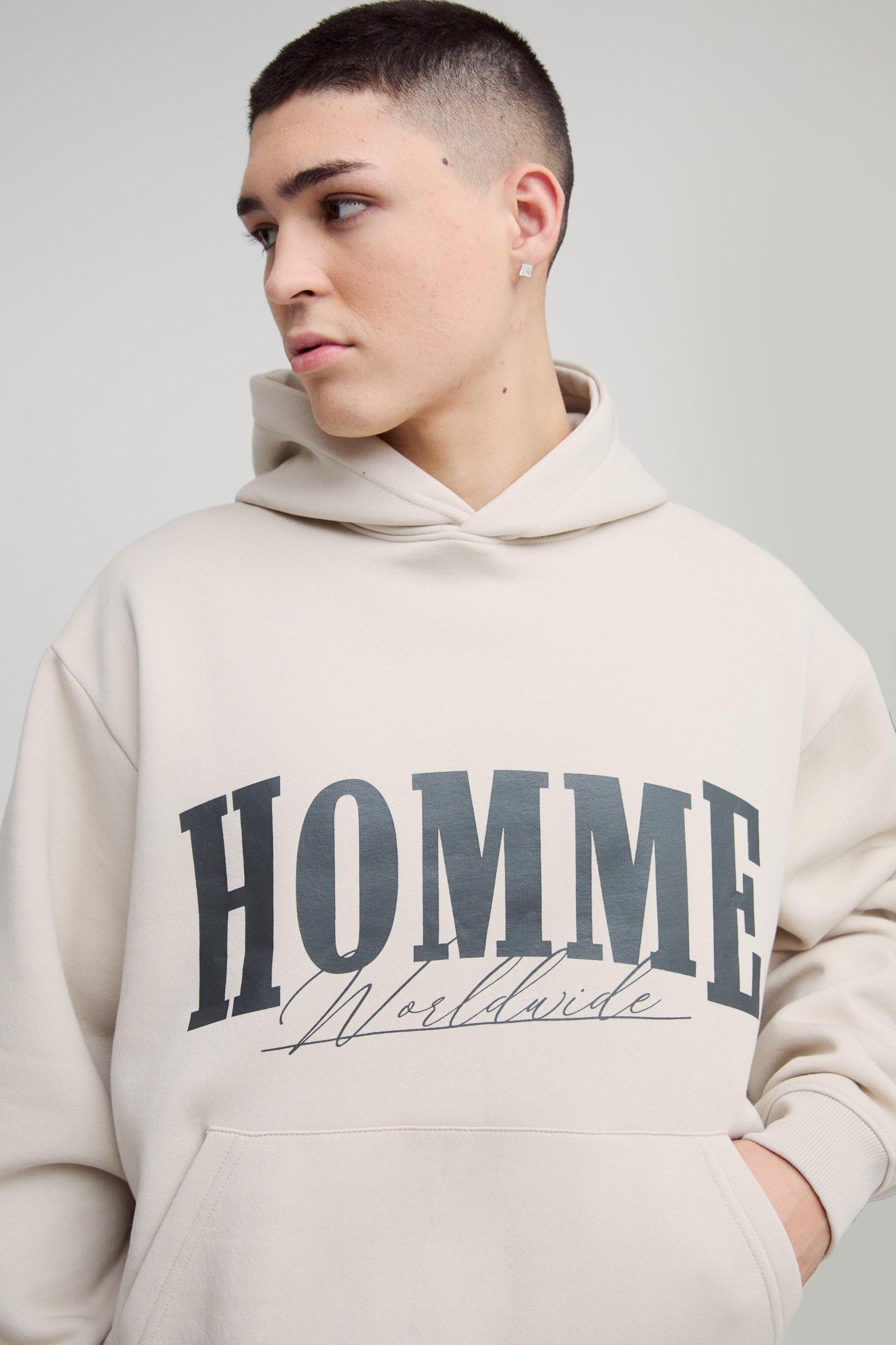 Oversized Boxy Homme Stack Flare Hooded Tracksuit | boohooMAN USA Product Image