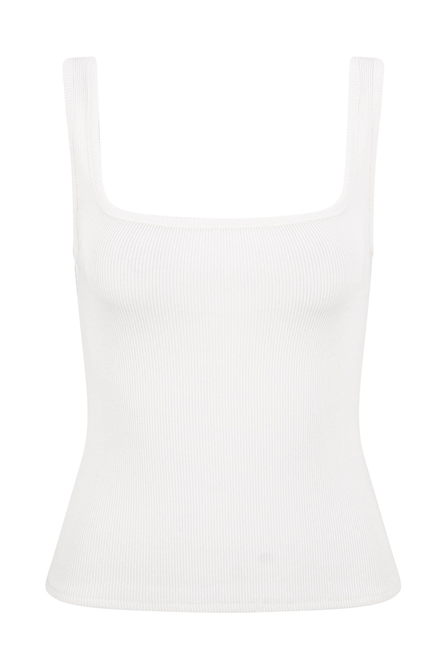 Aisling Ribbed Square Neck Sleeveless Top - Ivory Female Product Image