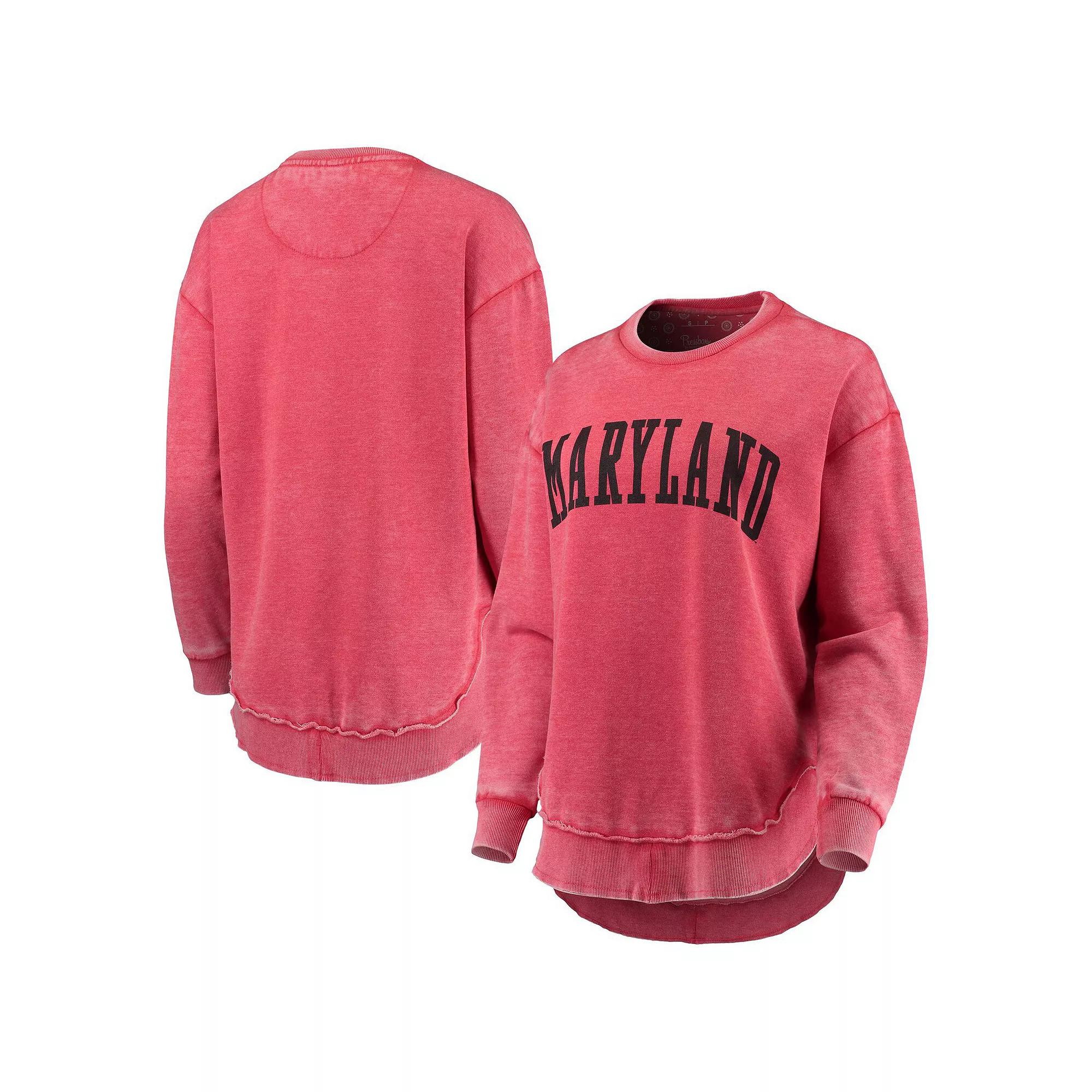 Women's Pressbox Red Maryland Terrapins Vintage Wash Pullover Sweatshirt, Size: 2XL Product Image