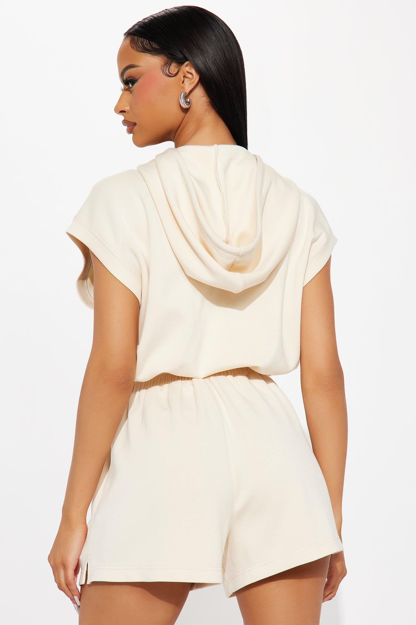 Running Errands Short Sleeve Romper - Cream Product Image