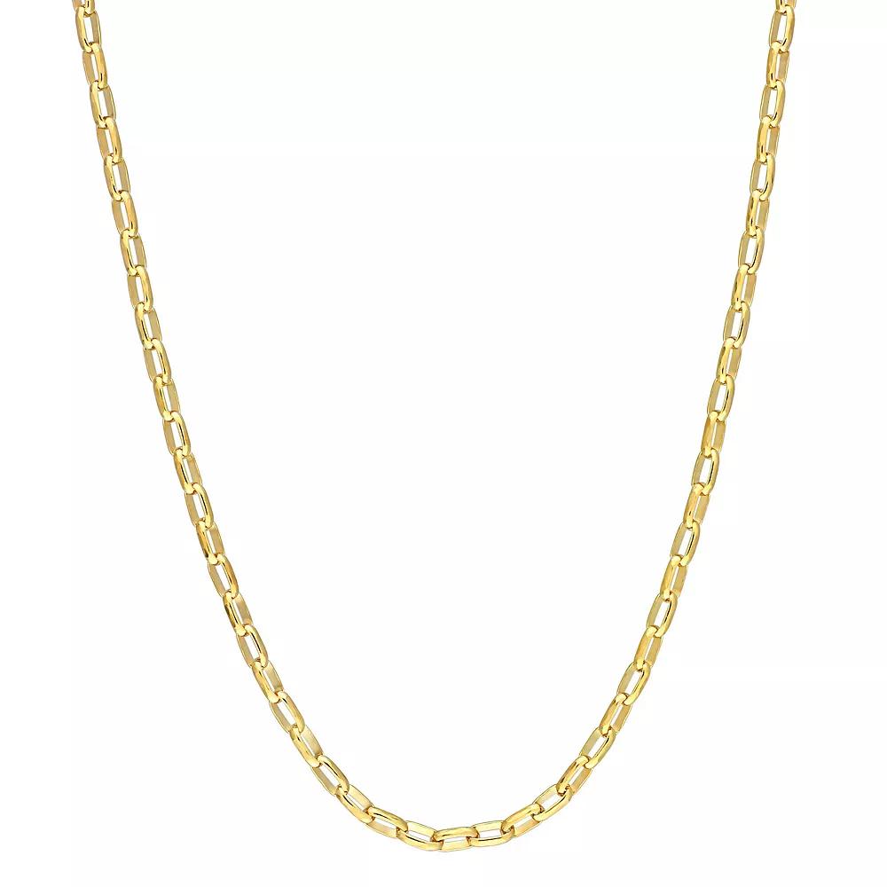 Stella Grace Sterling Silver 2 mm Fancy Rectangular Rolo Chain Necklace, Womens 18k Gold Plated Product Image