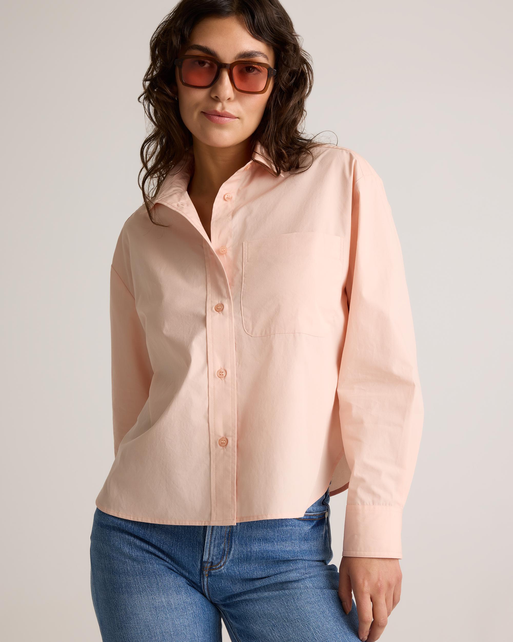 Quince | Women's Poplin Cropped Long Sleeve Shirt Organic Cotton Product Image