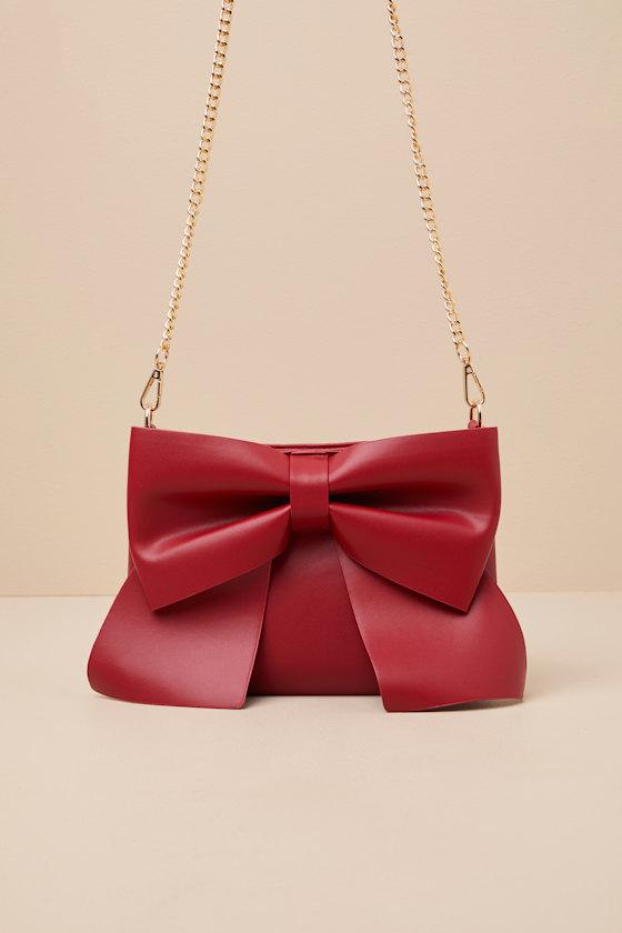Compellingly Chic Red Bow Crossbody Bag Product Image
