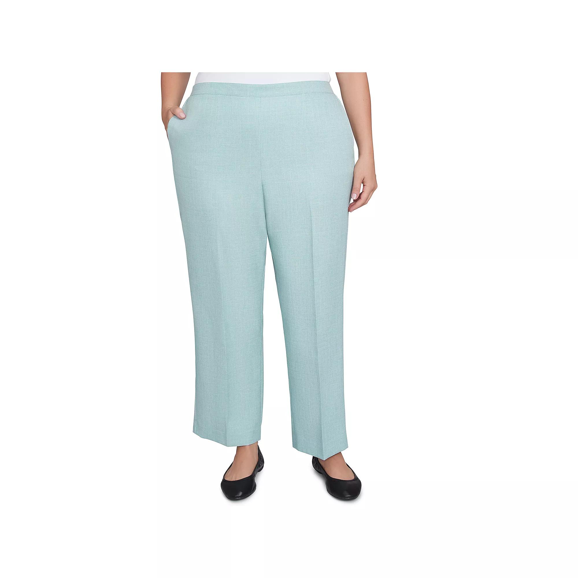 Plus Size Alfred Dunner Relaxed Linen Medium Length Pants, Women's, Size: 24 W, Green Product Image