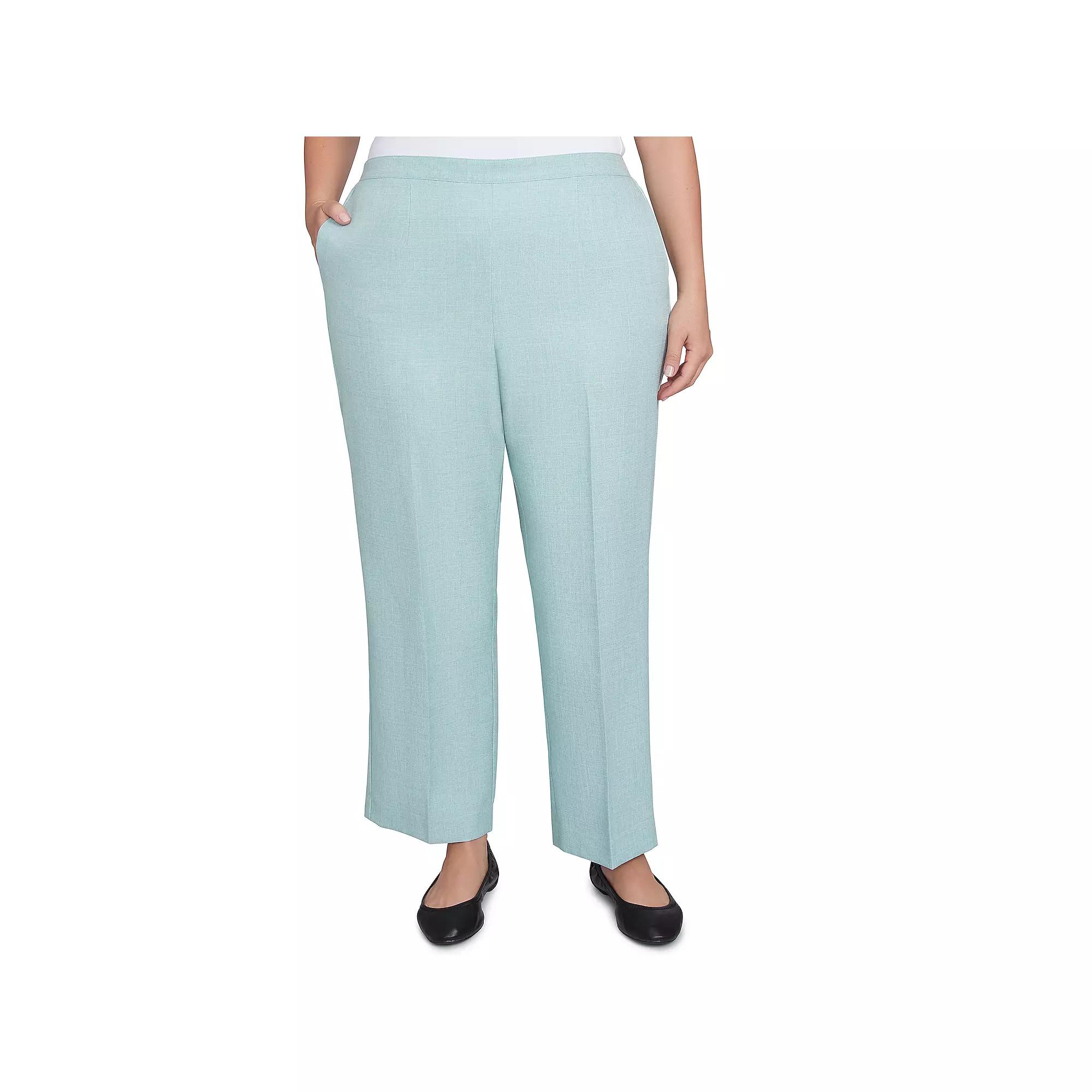 Plus Size Alfred Dunner Relaxed Linen Medium Length Pants, Women's, Size: 24 W, Green Product Image