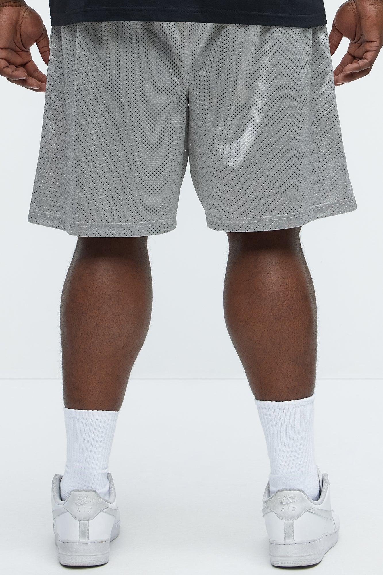 Varsity Player Relaxed Mesh Shorts - Grey Product Image