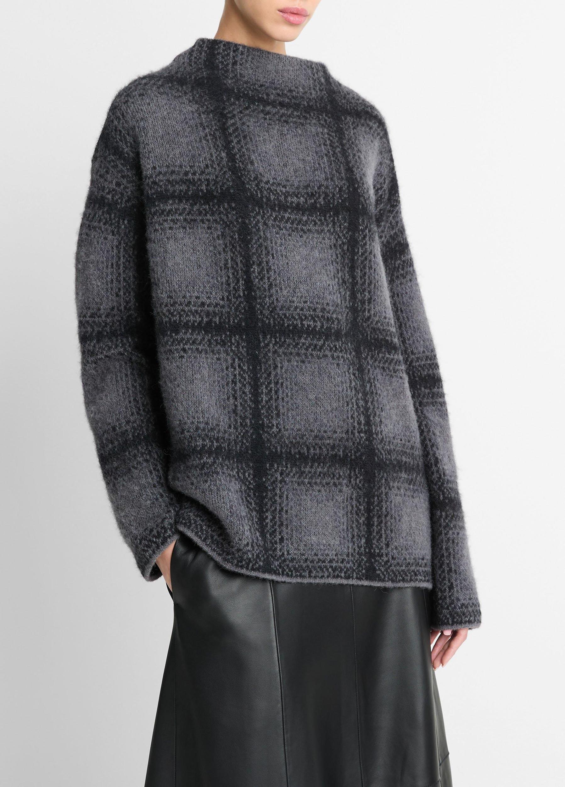 Shadow Plaid Funnel Neck Sweater Product Image