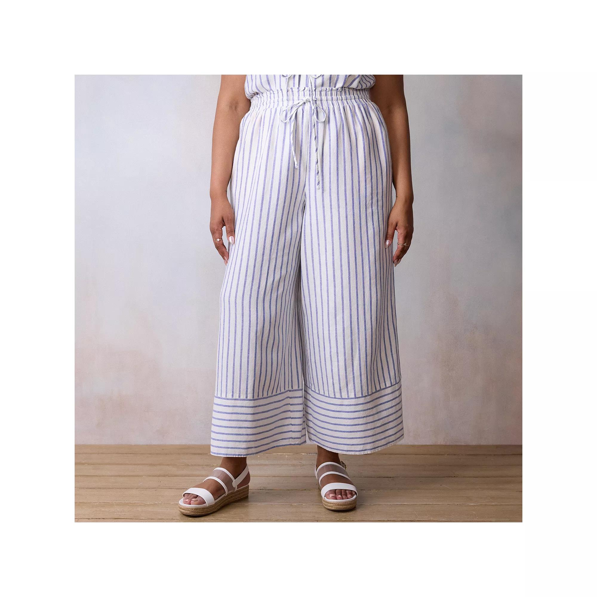 Plus Size LC Lauren Conrad Striped Pull-On Soft Pants, Women's, Size: 0X, Blue Jodi Stripe Product Image