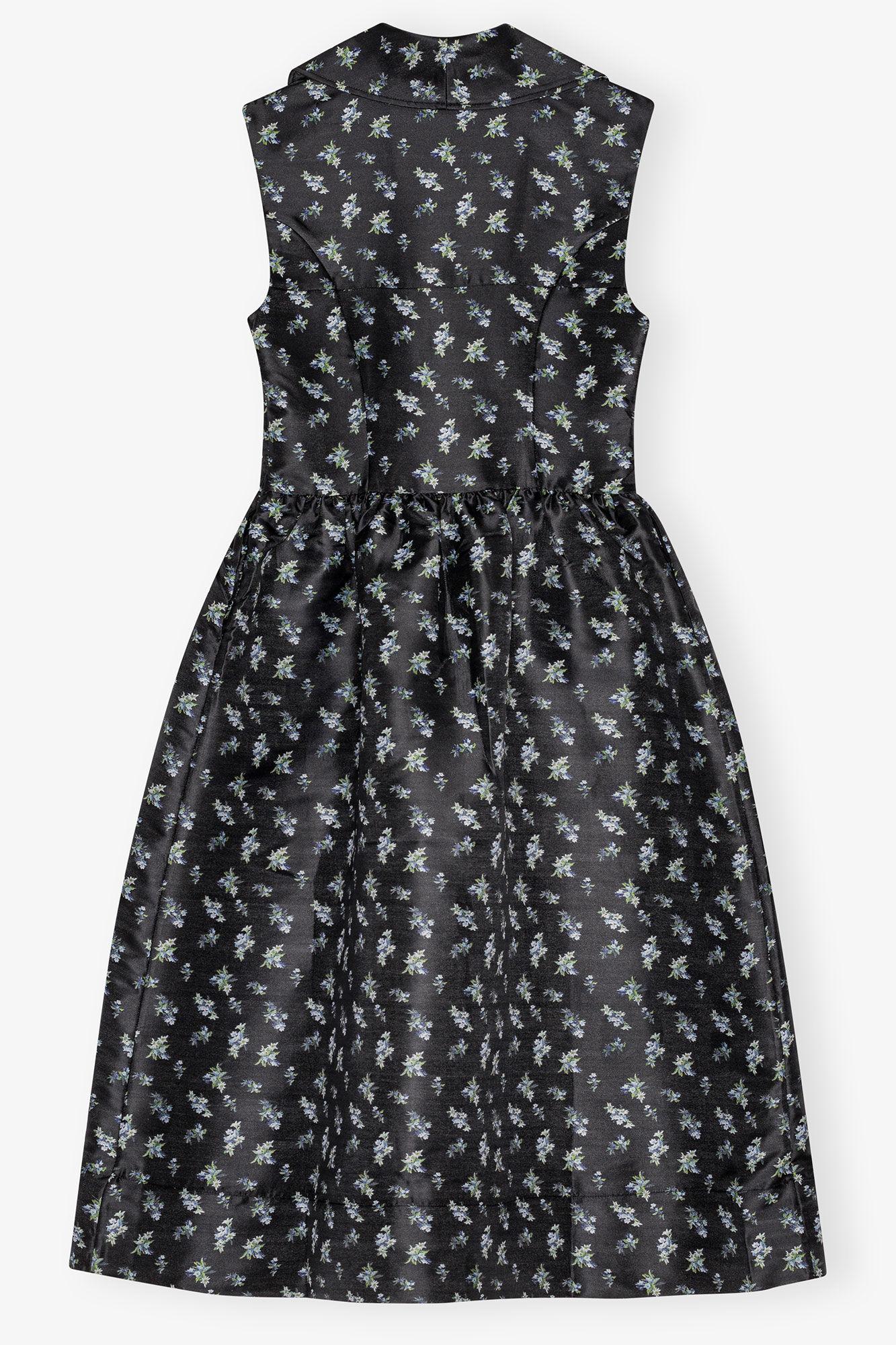 Black Floral Jacquard Midi Dress Product Image