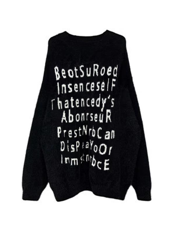 Men's Plush Letter Jacquard Baggy Sweater Product Image