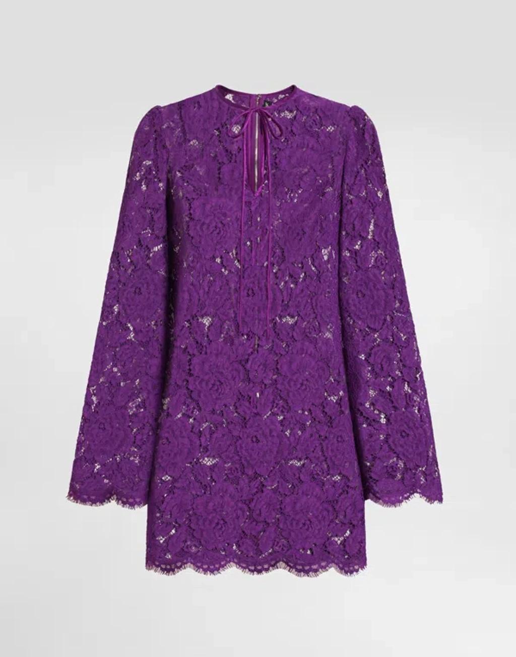 DOLCE & GABBANA Cordonetto Lace Short Dress In Purple Product Image