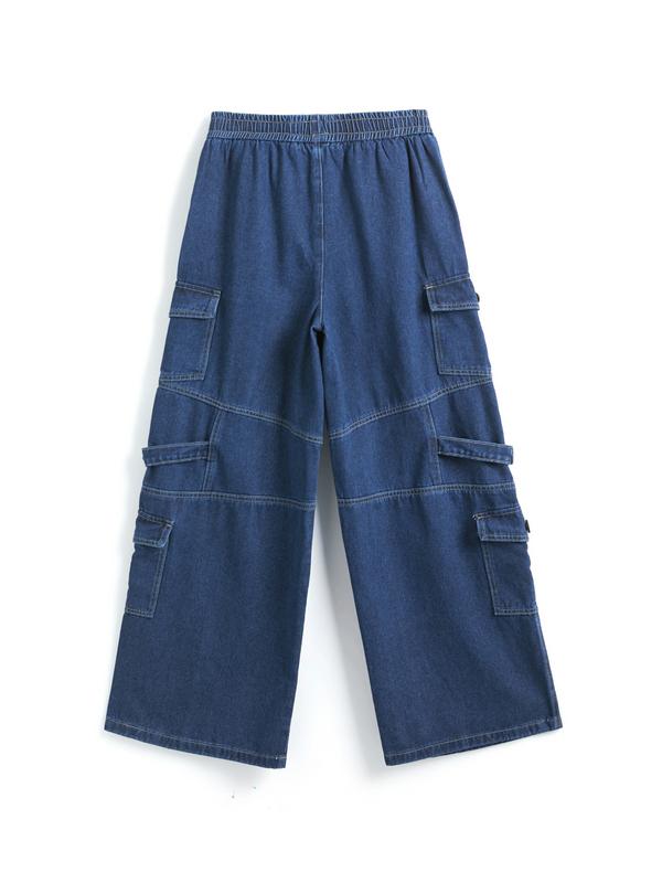 Punk Blue Wash Baggy Cargo Jeans Product Image