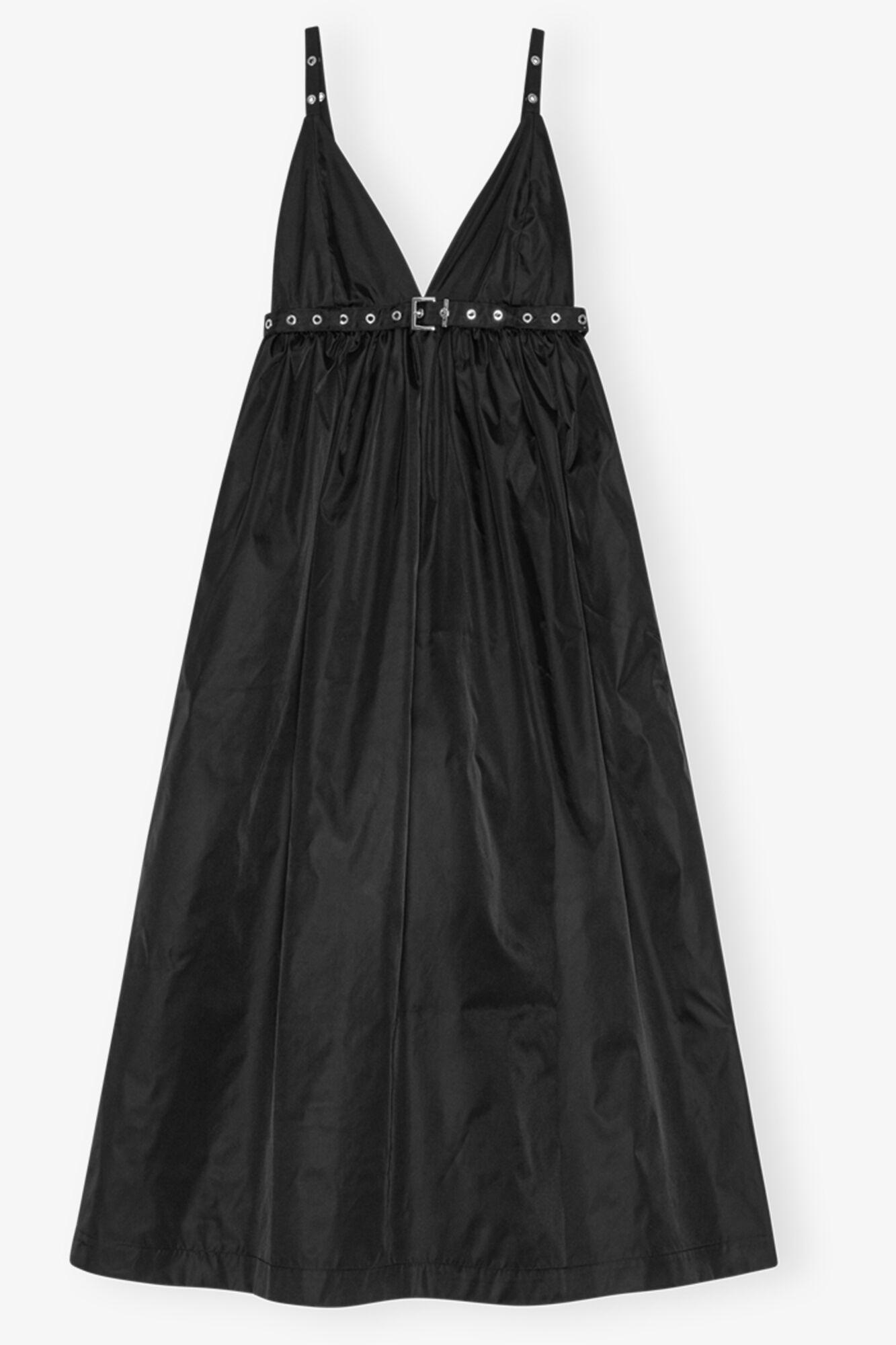 Black Duchesse Nylon Strap Dress Product Image