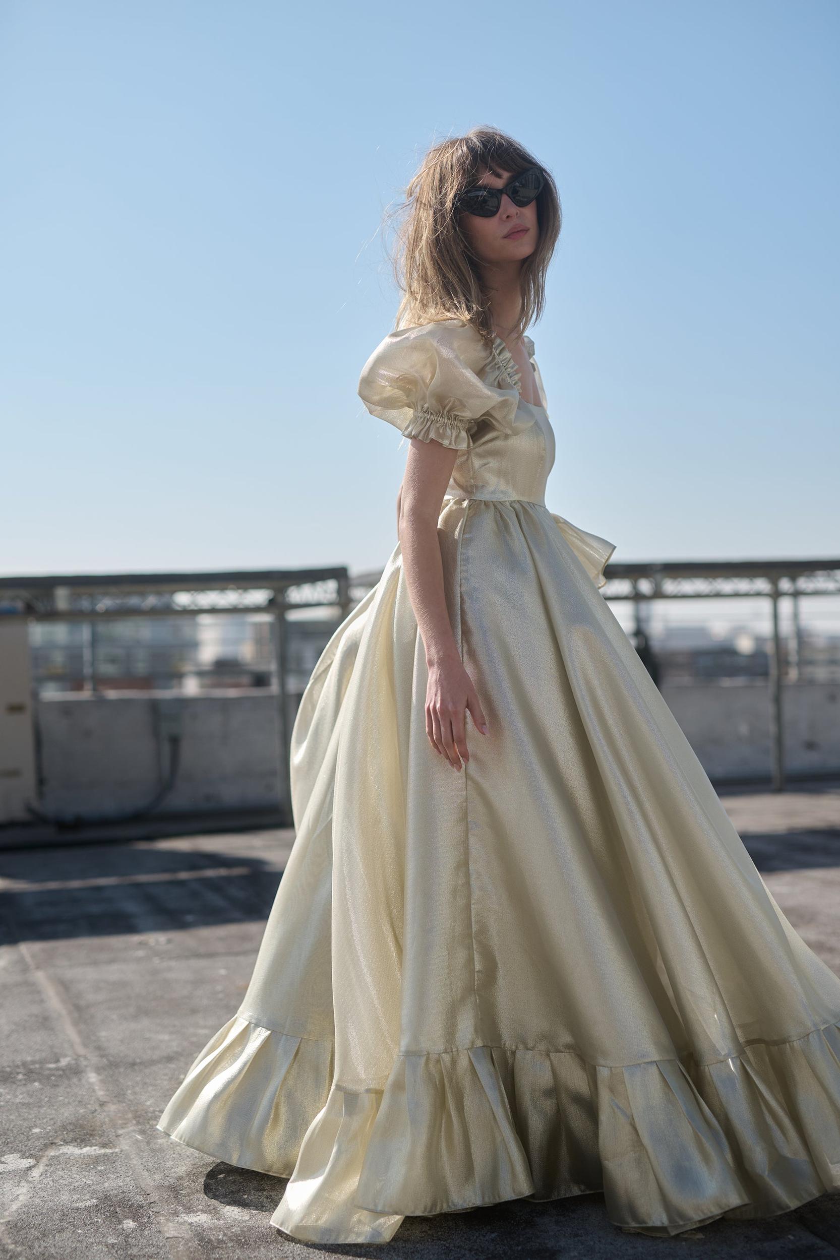 The Champagne Ruffle Gown Product Image