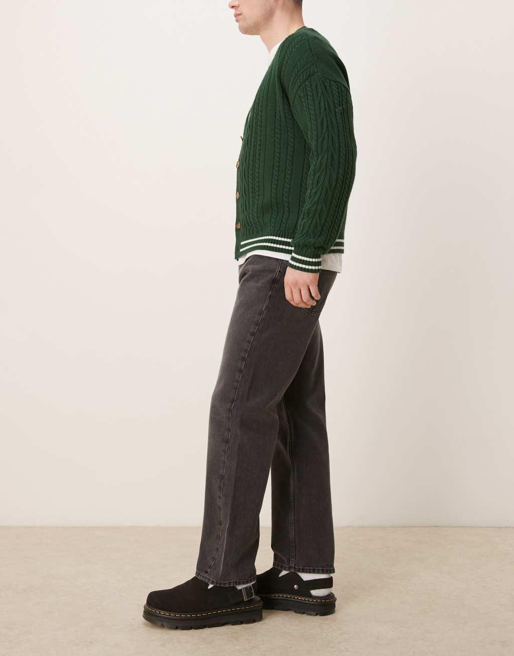 Mango straight fit jeans in washed black Product Image