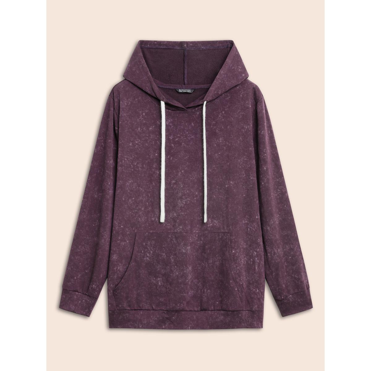Plus Size Hooded Ties Pocket Elastic Cuffs Sweatshirt Women Indigo Casual Elastic cuffs Hooded Dailywear Sweatshirts BloomChic 26/4X Product Image