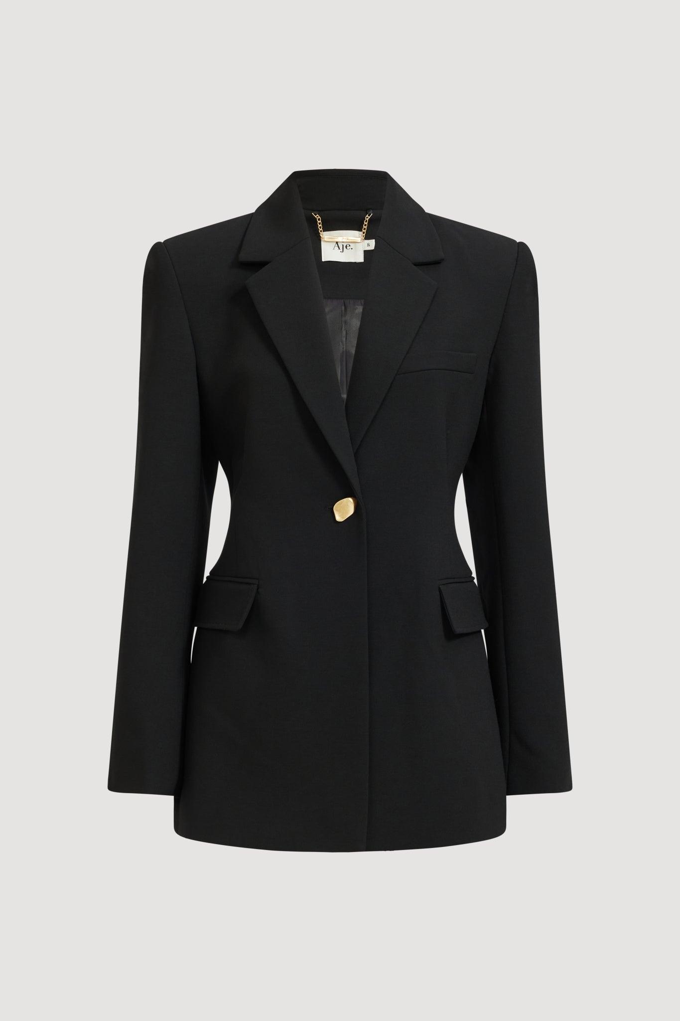 Simone Pleated Back Blazer-BLACK / 4 Product Image